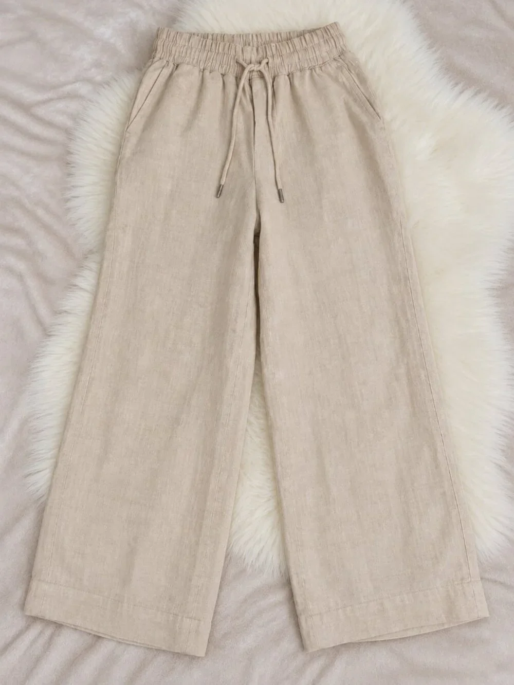 Quince 100% European Linen Wide Leg Pants, Driftwood XS Only Washed (Never Worn)